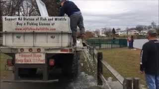 April 14th 2015 Trout Stocking Danherts Lake  Garfield NJ [upl. by Georglana]