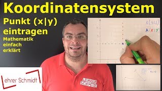 Koordinatensystem  Punkt xy eintragen  Mathematik  ganz einfach erklärt  Lehrerschmidt [upl. by Iliak334]