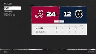 Alabama vs Notre Dame CFB Playoffs Sim Full Game Highlights College Football 25 [upl. by Arodaeht393]