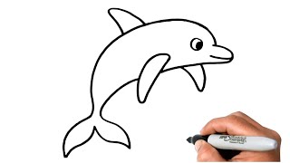 How to DRAW DOLPHIN EASY Step by Step [upl. by Aracaj]