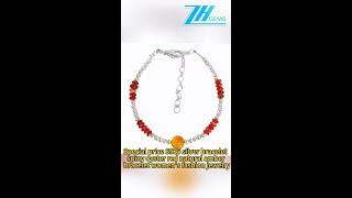 GN2024092603 Special price S925 silver bracelet spiny oyster red natural amber bracelet [upl. by Ilohcin]