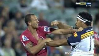 Salesi Maafu punches Quade Cooper [upl. by Ahsyekat]