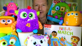 Fisher Price Mattel Monsters Collection Silly Sortin Puzzle Games Roll a Match Tizzy Tongues Review [upl. by Aernda138]