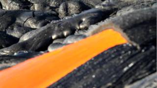 LAVA RIVER FLOWING FROM TUBE KILAUEA VOLCANO HAWAII [upl. by Reynolds]