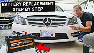 Car Battery Replacement MERCEDES W204 C250 C300 C180 C200 C220 C280 C320 C350 [upl. by Nyladgam]