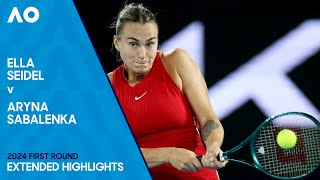 Ella Seidel v Aryna Sabalenka Extended Highlights  Australian Open 2024 First Round [upl. by Sidnak597]