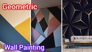 Wall Painting Design  Geometric Wall Painting home decor Interior Design ideas [upl. by Kylen633]