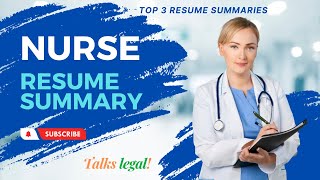 Nurse Resume Summary II How To Write Professional Resume  3 Best Summaries [upl. by Nodnek]