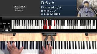 A Womans Worth by Alicia Keyz  Piano Tutorial [upl. by Otaner395]