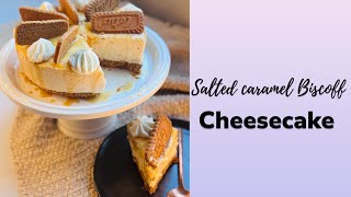 Salted Caramel Biscoff cheesecake  Easy no bake cheesecake  No eggs No oven [upl. by Ailyt]