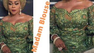 How to cut an off shoulder straight bustier madam blouseIgbo blouse step by step detailed [upl. by Iden]