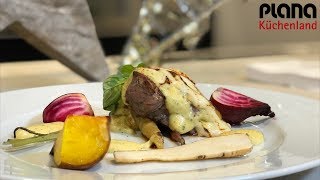 LiveKochen Kalbsfilet auf polnischem Ofengemüse geräuchertem Bergkäse Sauce Hollandaise [upl. by Alusru]