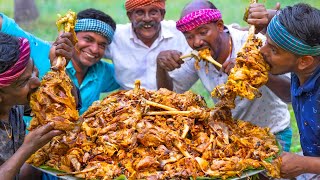 MUTTON LEG PIECE  Cooking amp Eating  Mutton Uppu Kari  Full Goat Leg Fry Recipe Cooking In Village [upl. by Edithe]