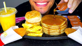 ASMR MCDONALDS BIG BREAKFAST WITH HOTCAKES HASH BROWNS MANGO PINEAPPLE SMOOTHIE MUKBANG [upl. by Klump]