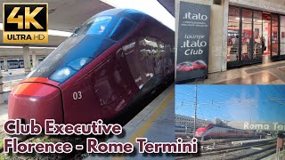 4K Italo Club Executive Class  Florence  Rome  Lounge Italo Club Italian Bullet Train First Class [upl. by Atnad709]