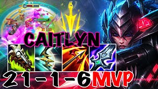 WILD RIFT CAITLYN ADC GAMEPLAY  21 1 6 MVP  CAITLYN BUILD RUNES [upl. by Wier]