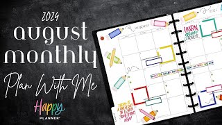 Happy Planner Monthly Plan With Me  Planner Tips amp Back To School Planner Spread Idea  August 2024 [upl. by Wane]