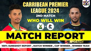 CPL 2024  2nd Match  Antigua and Barbuda Falcons vs Guyana Amazon Warriors  Match Report [upl. by Wartow]