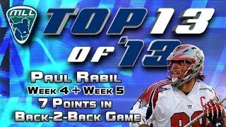 2013 Major League Lacrosse Best Performances 9 Paul Rabil Back2Back 7Point Games [upl. by Nye]