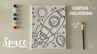 Space Colouring 🪐 Pre Printed Canvas Colouring  How to Colour Space  Colouring for Kids ✨ [upl. by Patnode]