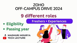 Zoho OffCampus Drive 2024  Zoho hiring for 9 different roles techlecture [upl. by Nwahsiek]