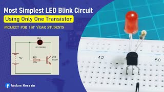 Simple LED Blink Circuit using BC547 Transistor Breadboard Project [upl. by Adnahsar]