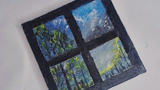 Easy Painting Window Forest Painting tutorialAcrylic Painting Step By Step For Beginners [upl. by Kirven]