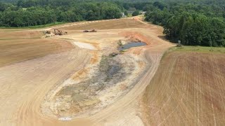 4 Acre Pond Is Done Spread Beach Sand Seeding And Before And After Shots [upl. by Aicnorev88]