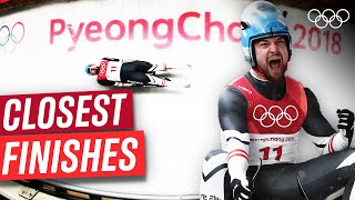 Top 5 Closest luge finishes at the Olympics [upl. by Eerot]