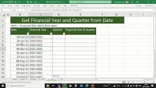 Get Financial Year and Quarter from Date in MS Excel with formula [upl. by Glyn]