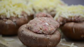 Gefüllte Champignons mit Hackfleisch aus dem Airfryer [upl. by Nehepts85]