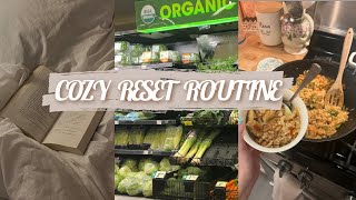 COZY RESET ROUTINE  cleaning organization meal prep amp self care for a productive week [upl. by Odrareg]