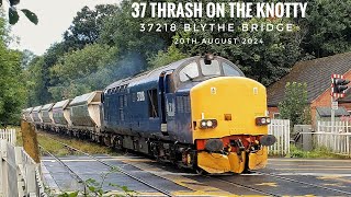 CLASS 37 THRASH ON THE KNOTTY 37218 BLYTHE BRIDGE 2082024 Crewe to Shirebrook [upl. by Euqinim]