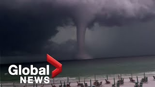 Huge waterspout spotted during quotwickedquot storm off Florida gulf coast [upl. by Ankney]