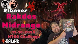 Pioneer Rakdos Midrange 11102024 MTGO Challenge  Memory Loss  MTGO [upl. by Anilesor]