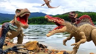 TREX vs SPINOSAURUS vs More  The Battle for Survival  Jurassic World Toys Movie  Dino Action [upl. by Fayina122]