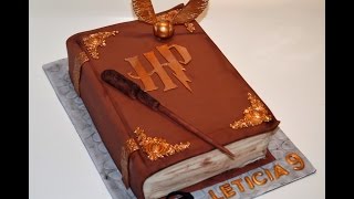 Cake decorating tutorials  how to make a 3D Harry cake book of spells cake  Sugarella Sweets [upl. by Ardnasella]