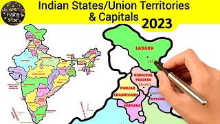 Indian States and Capitals 2023  Union territories and capitals 2023  WATRstar [upl. by Celka693]