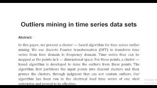 Outliers mining in time series data sets [upl. by Edita]