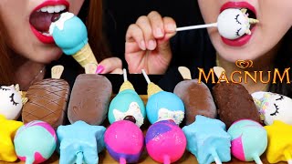 ASMR CAKE POPS UNICORN CAKE  CHOCOLATE MAGNUM ICE CREAM BARS 초콜릿 케이크팝 리얼사운드 먹방  KimampLiz ASMR [upl. by Auqcinahs]