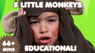 5 Little Monkeys  60 Mins of Educational Songs for Kids  Nursery Rhymes [upl. by Ahseena]