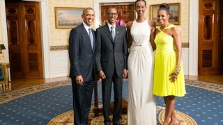 President Paul Kagame and His Daughter Ange Arrives at the White House 08052014 ‪‎beautiful‬ [upl. by Ytomit]