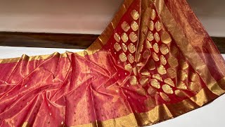 New Traditional Chanderi Handloom saree  Chanderi Saree With price  Chanderi Saree blouse designs [upl. by Leunamnauj985]