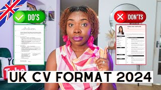 How To Write A CV In UK Format 2024  FREE UK CV Template  Checklist [upl. by Aelc11]