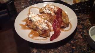 Chocolate covered bacon pancakes with a banana amaretto fla [upl. by Brandenburg]