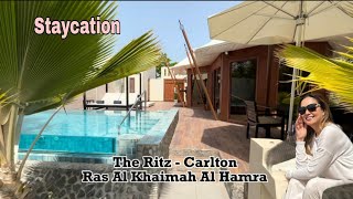 4K The RitzCarlton Ras Al Khaimah Staycation Full tour  Loismav Dubai Vlogs [upl. by Trebuh]