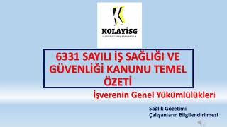 6331 SAYILI KANUN TEMEL ÖZETİKİNCİ BÖLÜMSAĞLIK GÖZETİMİÇALIŞANLARIN BİLGİLENDİRİLMESİ [upl. by Orest]