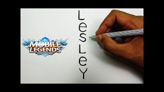 Awesome  How to Draw Lesley Mobile Legends from Word Lesley [upl. by Enuahs]