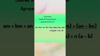 Factorización Caso No 2 quotFactor Común por Agrupación de Términosquot Algebra Matemáticas matemática [upl. by Skillern]