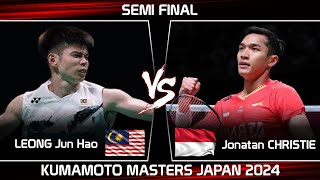 AMAZING  LEONG Jun Hao MAS vs Jonatan CHRISTIE INA  Kumamoto Masters Japan 2024 Badminton [upl. by Zzahc]